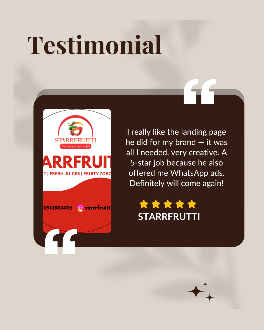 Testimonial — Landing Page